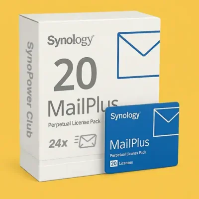 Synology MailPlus License_20_24x7_MP20 Synology MailPlus License 20 Pack – $47 per license - Official Reseller SynoPower Club (with license photo proof) - 24x7 Instant Delivery - Box Version